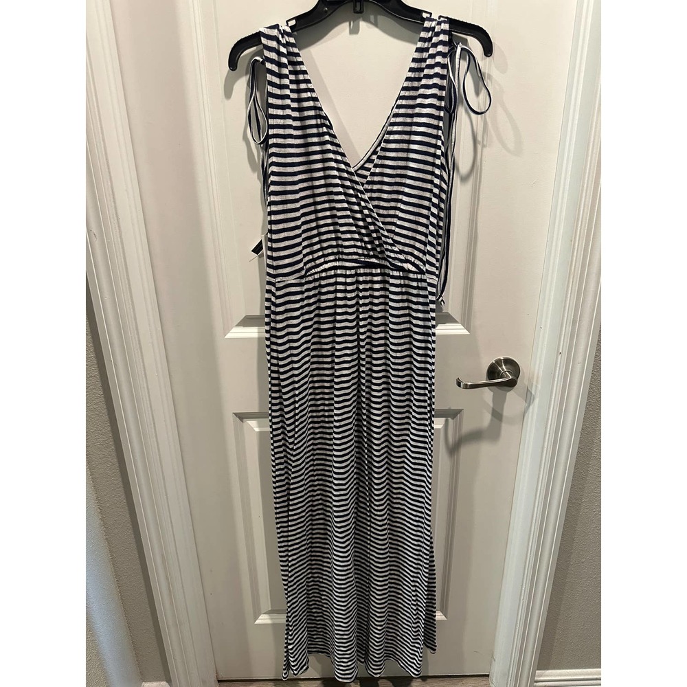 Nordstrom rack STRIPED MAXI DRESS IN NAVY- WHITE BROOKE STRIPE - Picture 9 of 10